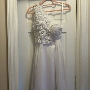 Floral one shoulder dress with gemstones long dress